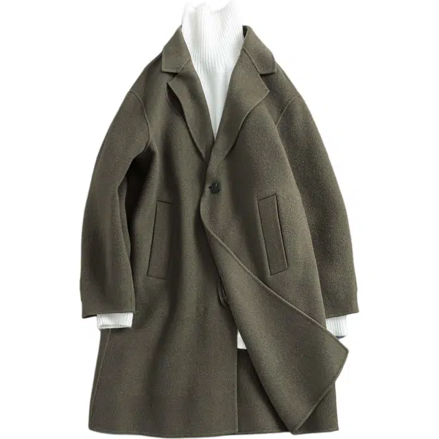 宫奴 日系复古潮牌时尚简约休闲百搭双面羊毛呢大衣 男女同款