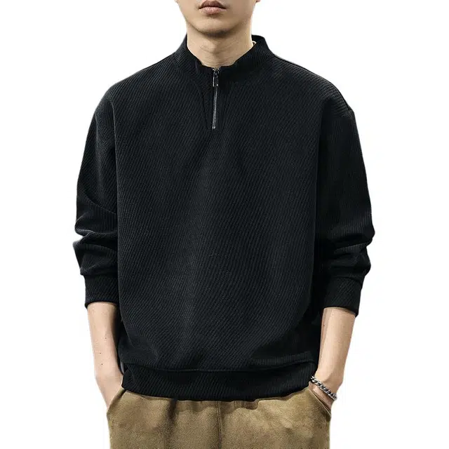 前进牛 宽松适中半高领卫衣 男款