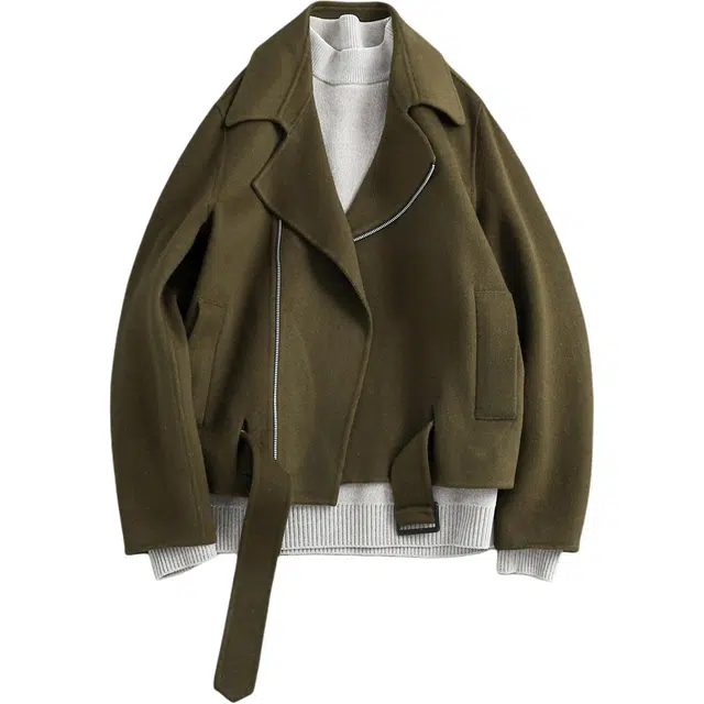 宫奴 日系复古潮牌时尚机车双面羊毛呢休闲外套夹克 男女同款