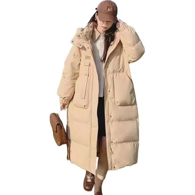 纤丝鸟 炸街潮流简约中长款设计感小众韩系温柔外套棉服 女款