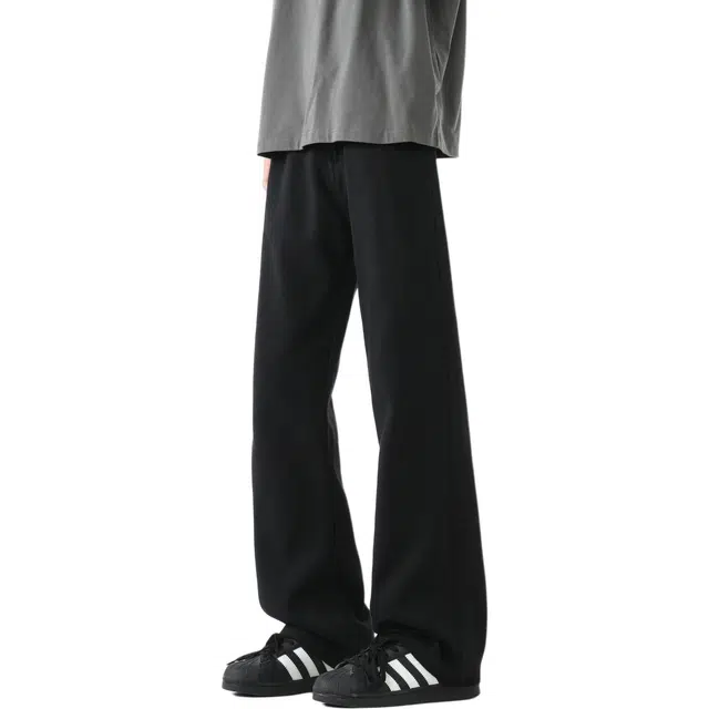 敦煌博物馆 美式高街做旧水洗扩散渐变直筒阔腿微喇垂感显高显瘦休闲长裤高级感潮流无性别主义宽松舒适基础百搭柔软牛仔裤 男女同款