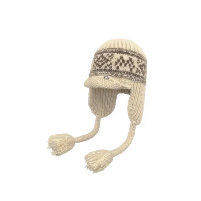 钓鱼熊 韩版可爱针织帽子百搭显脸小护耳保暖防寒包头 涤纶 绒线帽 男女同款情侣款