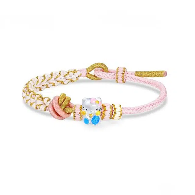 【纯银福猫*一物一证】 郁馨 招财转运简约叠戴卡通萌趣童年小猫手工编织立体温柔轻奢 约会告白甜蜜饰爱一生#好运 足银 手绳 女款