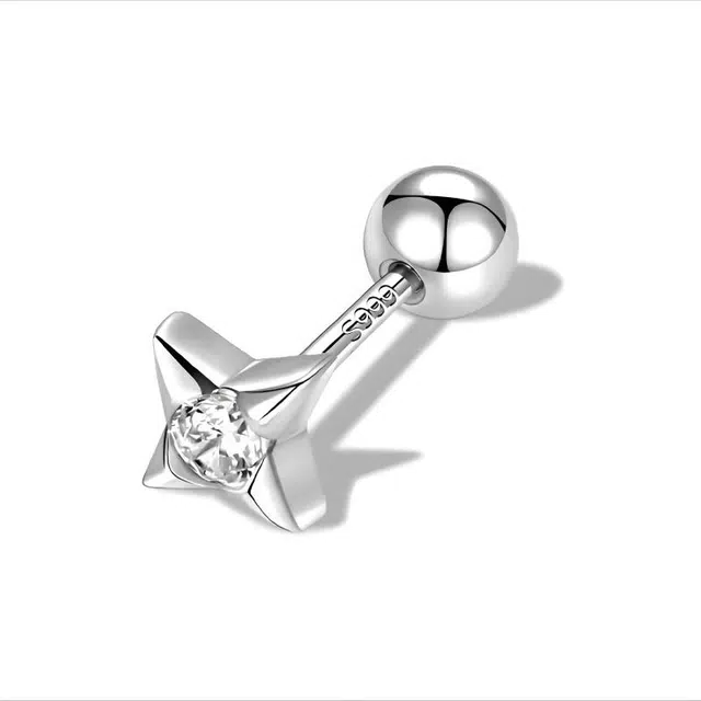 【足银999|洗睡免摘】 极昼 闪耀四芒星 个性简约闪锆潮酷痞帅嘻哈风高级感耳饰 轻奢时尚气质日常通勤百搭 纯银 耳钉 男女同款情侣款