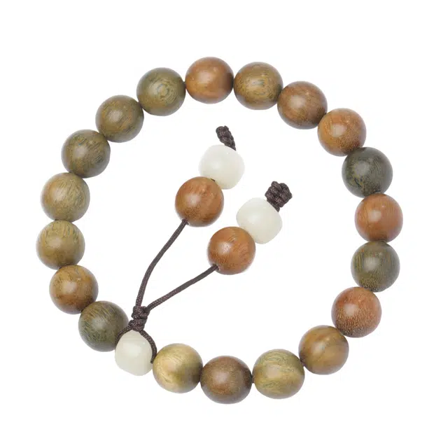 三檀小舍 好运招财 新中式圆珠造型国风小众设计财源滚滚消除负面情绪小清新 好运 国潮高级感 绿檀 木作手串 男女同款情侣款