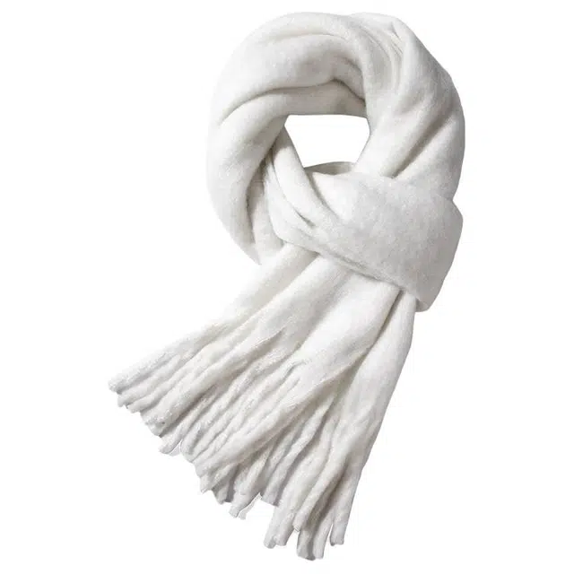 俞兆林 秋冬氛围感韩系百搭围脖护颈外搭高级感纯色保暖防寒流苏披肩外搭软糯加大防风 加厚 绒线围巾 女款