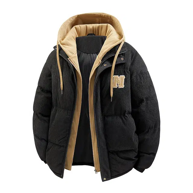 棉基因 冬季假两件灯芯绒撞色优质棉棒球服保暖高个小个子日系男简约潮流夹棉袄子美式高街工装风青少年职场通勤学院风棉衣外套 男女同款