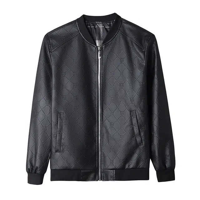 卡丹狄诺 男士皮夹克秋冬季经典棒球领时尚有型机车外套男休闲薄款中年虎头单皮衣 男女同款