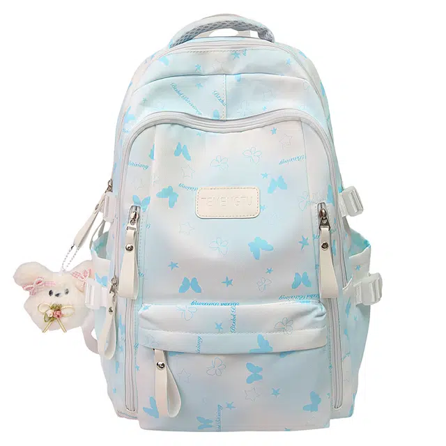 笛贝嘉 笛贝嘉 甜美蝴蝶印花休闲大容量校园风背包初高中大学生上课书包 尼龙 双肩包 常规 女款 多色