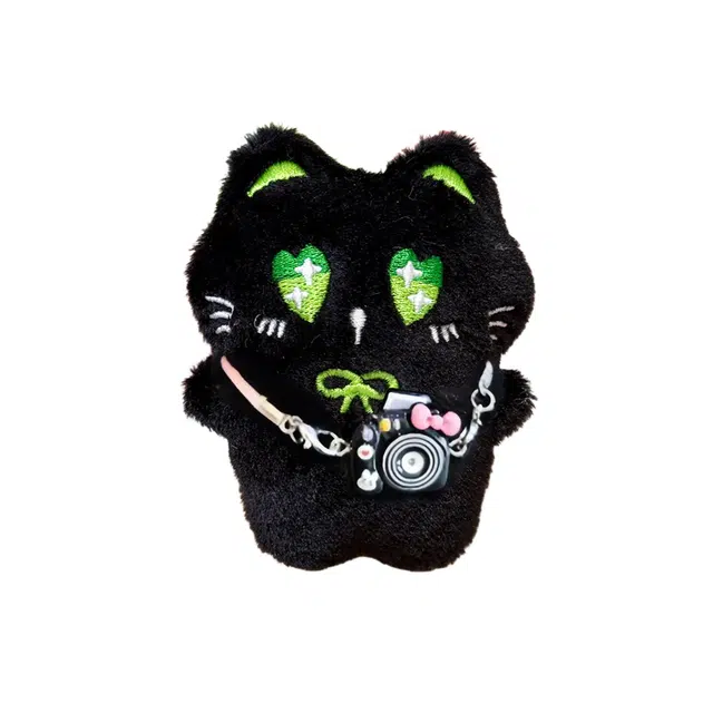 Jiaochong Diary Cute Black Cat Plush Keychain