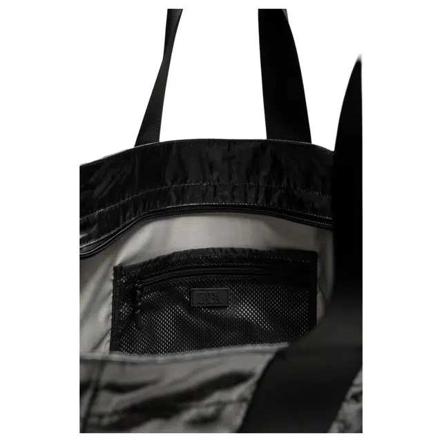 ZARA Shiny Tote Bag Nylon Black