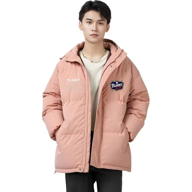 图兰朵 美式复古潮牌连帽加厚保暖舒简约字母印花适宽松百搭潮流高级感面包服外套棉服 男女同款