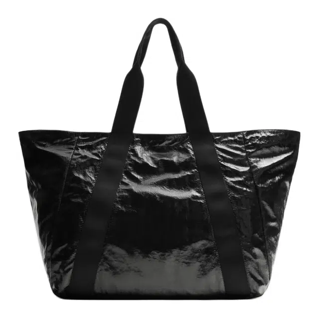 ZARA Shiny Tote Bag Nylon Black