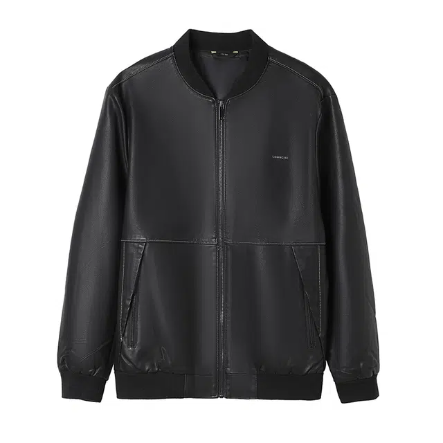 卡丹狄诺 秋冬男士棒球领皮夹克男简约舒适休闲短款飞行服机车服皮衣 男女同款