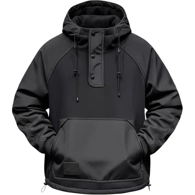 半空山 美式复古城市机能风工装大口袋双门禁防风防泼水套头半拉链冲锋衣上衣外套宽松休闲时尚街头痞帅百搭潮流长袖夹克 男女同款