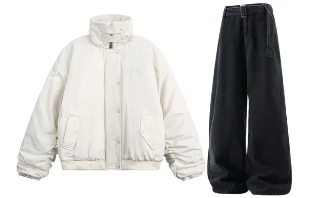 梓润格 美式复古时尚基础简约百搭棉衣外套潮流潮牌牛仔裤情侣款韩系休闲运动套装 男女同款