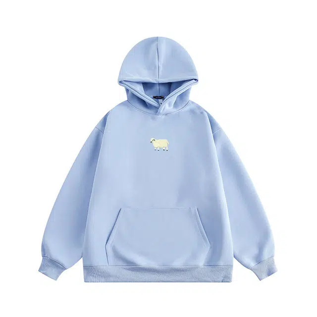 范索米 休闲学院风 秋季外穿可爱绵羊时尚宽松连帽卫衣情侣 男女同款