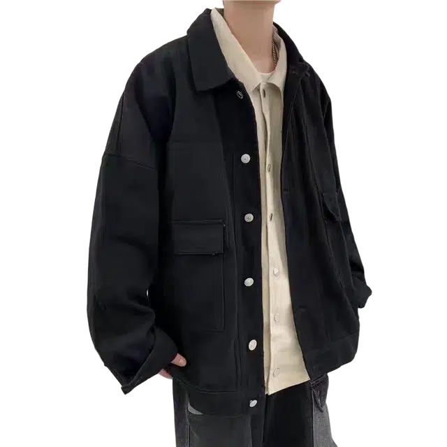 一碗士多 拼接解构口袋单排扣美式复古高街时尚流行痞帅个性高级设计日常通勤宽松舒适百搭不挑人夹克 男女同款