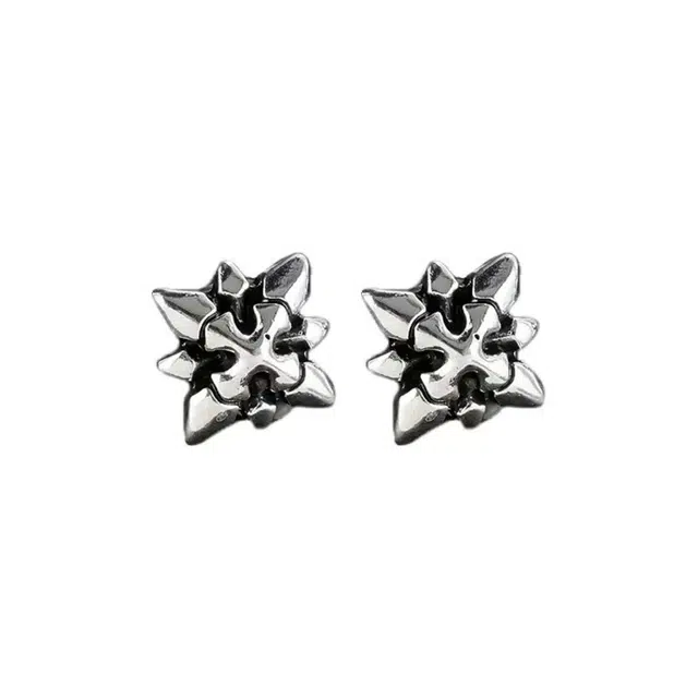 素 八芒星耳夹男轻奢高级百搭无耳洞磁吸耳环女潮流个性小众耳骨钉 合金 耳饰 男女同款情侣款