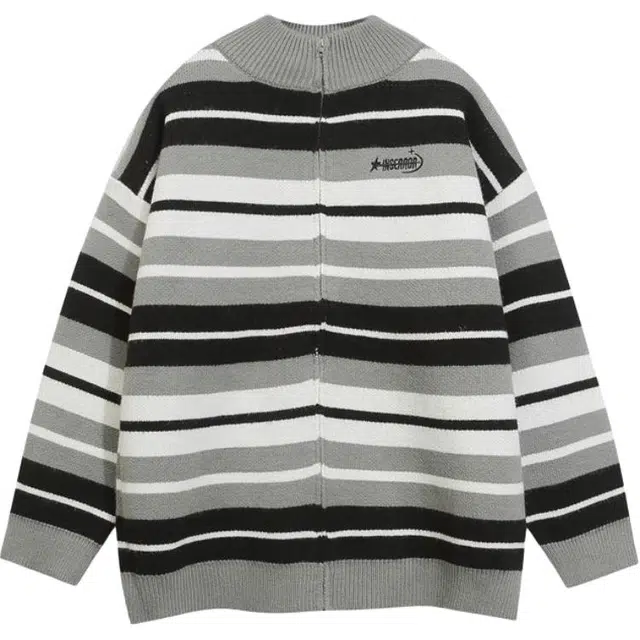 纤丝鸟 美式复古彩虹撞色衫外套宽松百搭氛围感开衫针织衫 女款