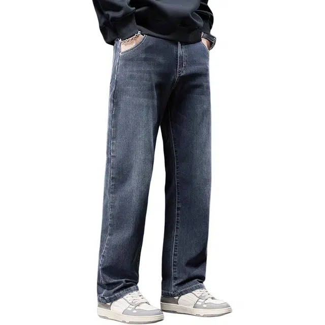 潮人榜 高端潮牌美式复古水洗痞帅直筒长裤子男士秋冬季潮流百搭休闲弹力显高显瘦轻商务韩版高品质牛仔裤  男款