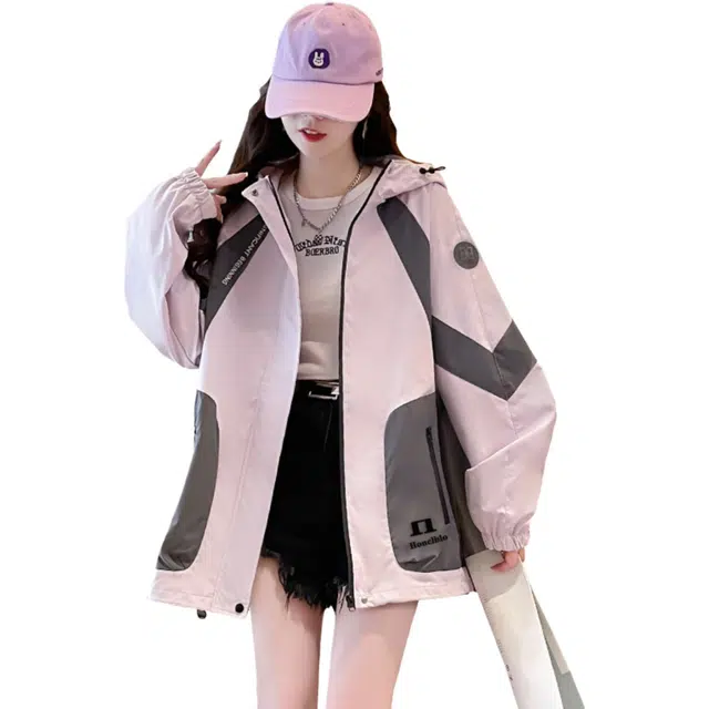 邦固依品 拼色外套少女春秋冬装初中高中学生宽松休闲百搭冲.锋衣夹克 女款