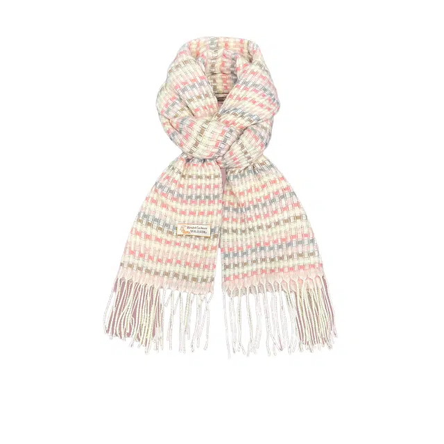 恩僾德 日系小清新浅小格子流苏保暖百搭 聚酯纤维 绒线围巾 男女同款情侣款