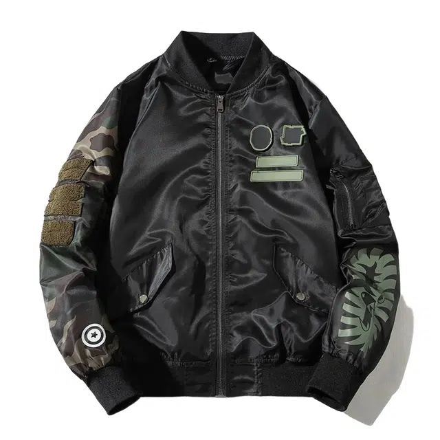 沐诚阳译 潮牌刺绣外套男女学生宽松痞帅飞行员秋冬加厚棒球服棉服夹克 男款