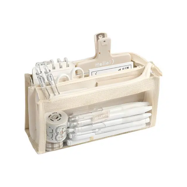 巨晶 透明笔袋专用大容量高颜值简约化妆刷收纳袋 化妆包 便携防摔