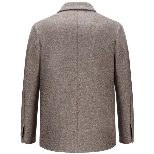 利郎 都市休闲翻领纯色绵羊毛混纺保暖冬季大衣 男款