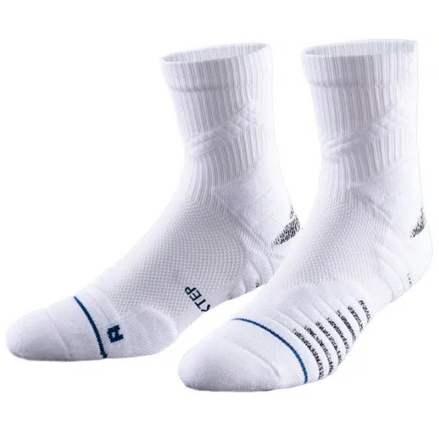 特步 袜子男护踝专业实战精英训练球员毛巾底运动袜耐磨防滑中筒袜 男款