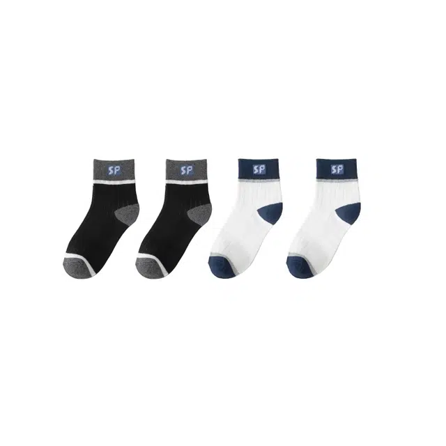 皇室品轩 袜子秋冬款拼色运动袜透气吸汗学院风潮流字母百搭棉袜中筒袜 男款