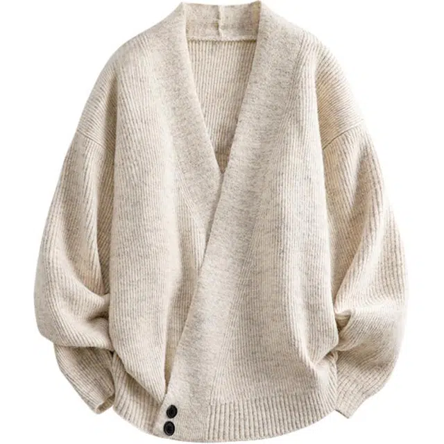 零氏 高级感日常通勤 日系复古纯色宽松慵懒风百搭开衫针织衫 男女同款