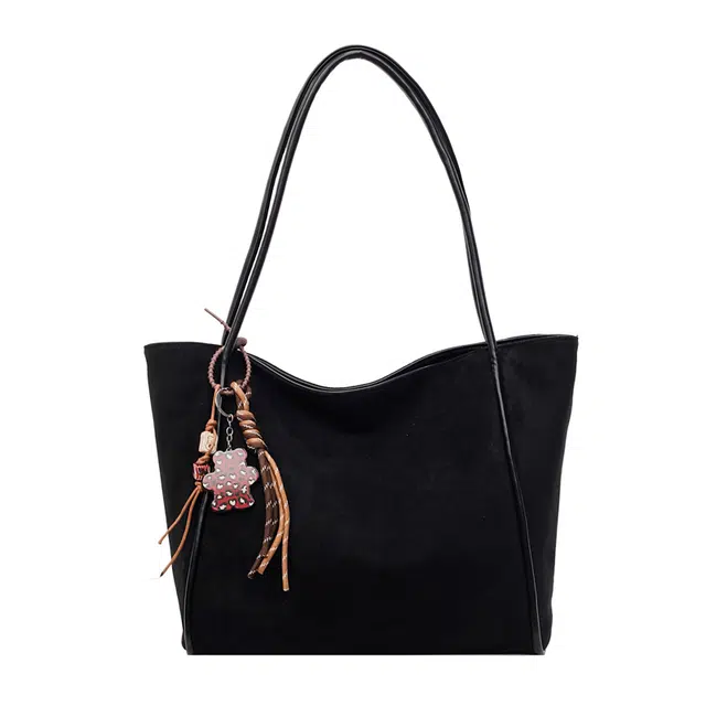 凡思曼 秋冬复古高级感韩版通勤大学生上课简约纯色托特包 皮绒 单肩包 常规 女款 多色