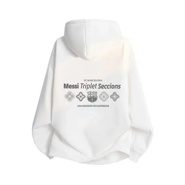 巴塞罗那足球俱乐部 耐穿春秋潮纯色简约基础款帅气百搭宽松休闲上衣卫衣 男女同款