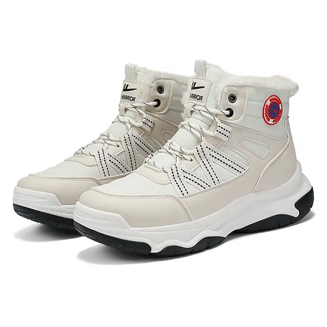 Warrior High Top Snow Boots Beige White