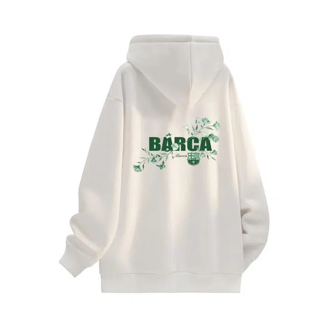 巴塞罗那足球俱乐部 美式学院风休闲帅气简约高街宽松百搭日常通勤套头连帽卫衣 男女同款
