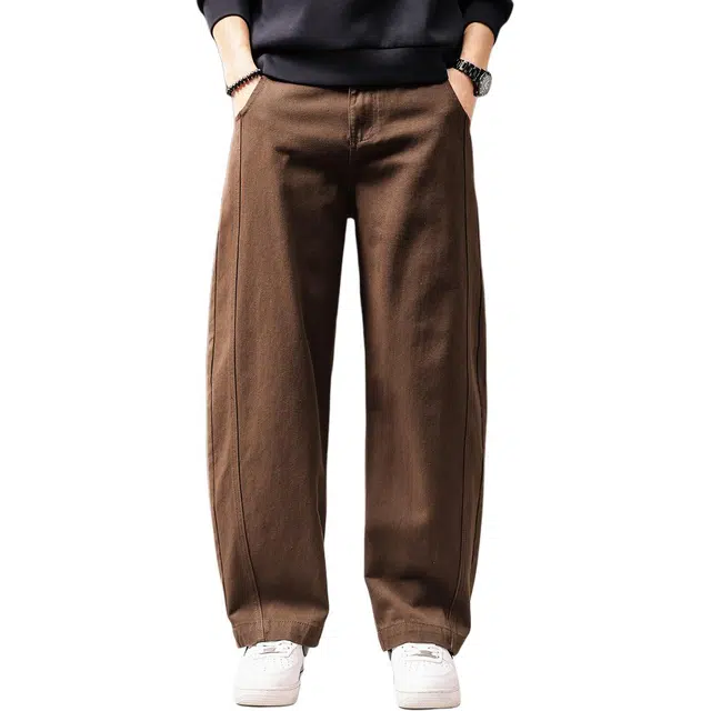 贵色 春秋季 高端美式复古设计感拼接宽松直筒垂感百搭裤休闲裤 阔腿 男女同款