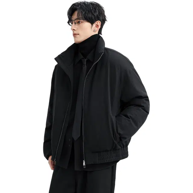 鸭鸭 轻暖中长款立领宽松潮流时尚休闲外套羽绒服 男款