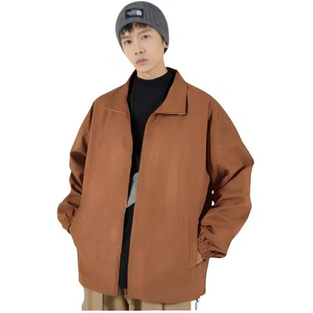 木木兔 潮牌美式高街男生穿搭长袖春秋外穿潮流百搭男士秋冬衣服国潮简约时尚流行麂皮绒外套夹克 男女同款