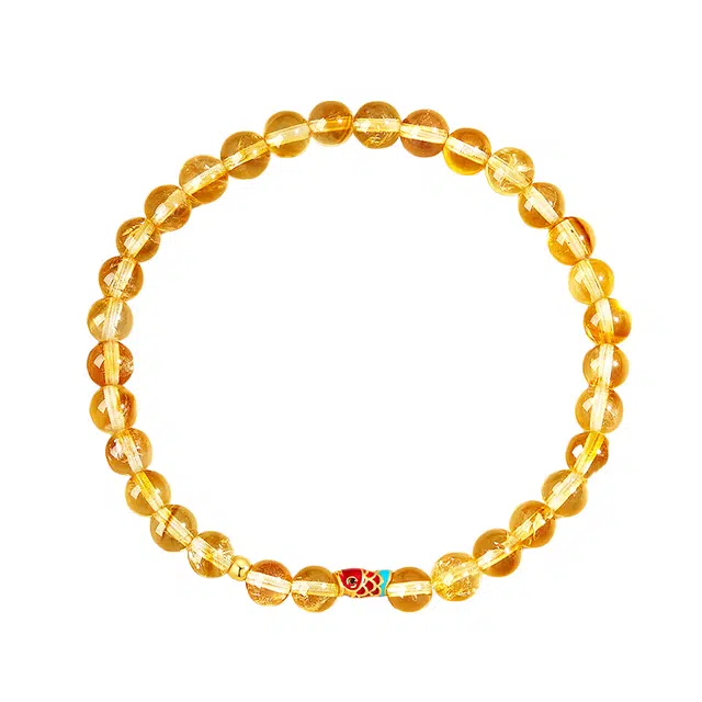 仙园韵 吸金锦鲤 财满进米招财纳福八方来财新中式国风轻奢小众设计百搭小米珠足银招财转运#好运 黄水晶 手串 女款