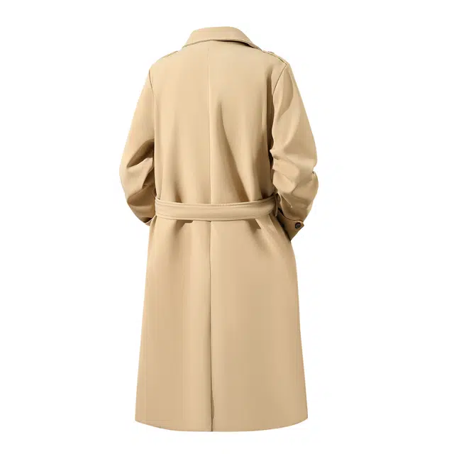 巴塞罗那足球俱乐部 韩式复古慵懒风基础经典长款过膝美拉德宽松百搭双排扣大口袋防风保暖大衣外套中腰系带英伦高级感时尚落肩袖翻领风衣 男女同款