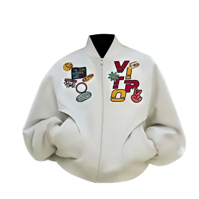 一碗士多 压花拼接结构拉链美式复古高街时尚流行痞帅个性高级设计日常通勤宽松舒适百搭不挑人夹克 男女同款