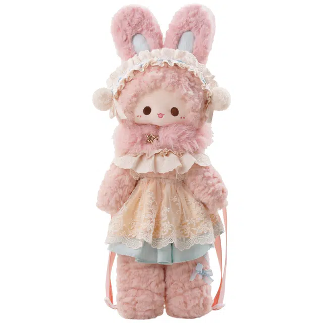 抱竹 小羊古力 新中式国风可爱汉服小兔造型 涤纶（聚酯纤维） 背包双肩包 大号 女款 粉色