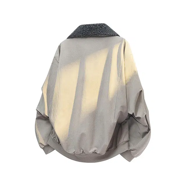 左岸 加绒加厚夹克港风时尚潮牌百搭拉链开衫翻领羊羔绒上衣加肥加大码休闲宽松秋冬防风保暖棉袄外套棉服 男款