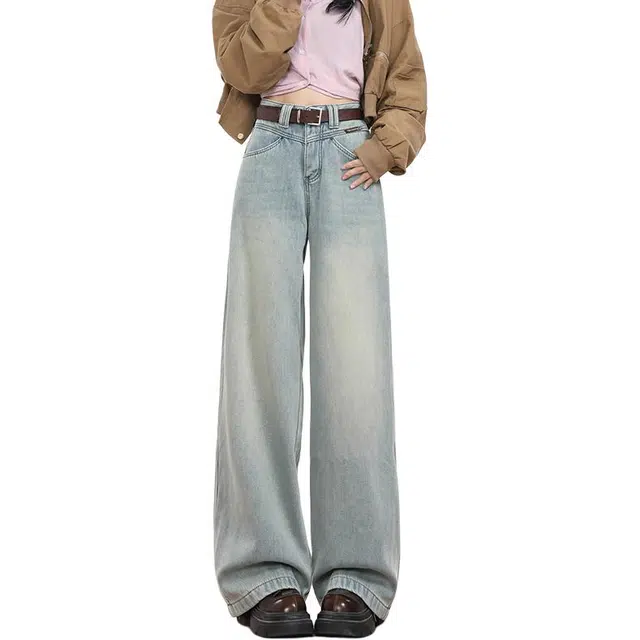 如续 韩系简约基础款直筒长裤潮流清新百搭舒适休闲牛仔裤 女款