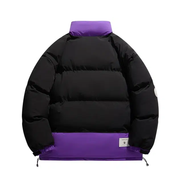 棉基因 撞色拼接地贴标球优质保暖日系简约潮流美式高街工装风青少年职场通勤学院风棉服 男女同款