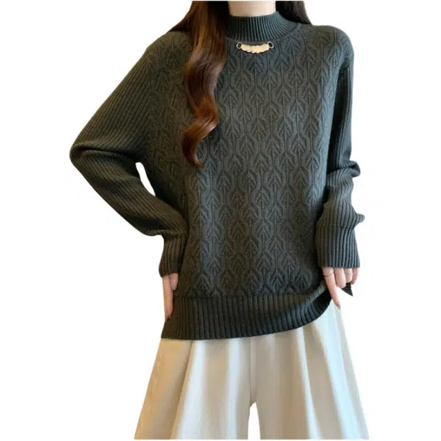 荟萃阁 时尚半高领百搭打底长袖针织衫 女款