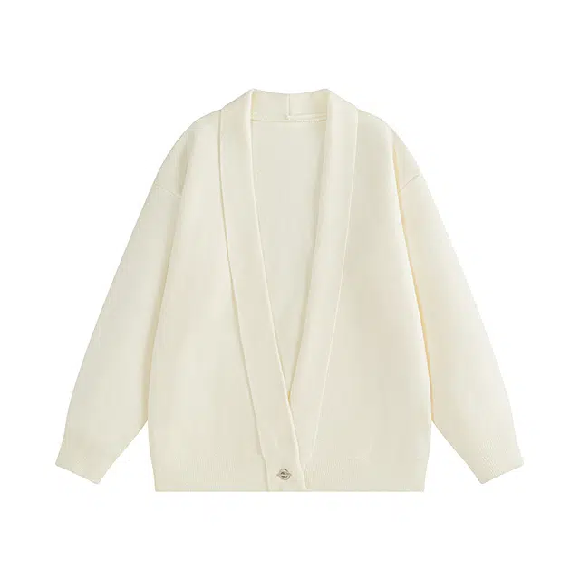 洋气先生 港风潮牌时尚潮流简约软糯慵懒舒适宽松开衫外穿上衣长袖户外日常通勤基础款酷帅无性别主义休闲百搭针织衫 男女同款