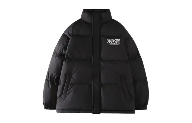 宜而爽 美式复古高街户外潮流涂鸦模糊人影字母印花宽松休闲运动加厚保暖立领防风棉衣面包服外套日常通勤百搭棉服 男女同款